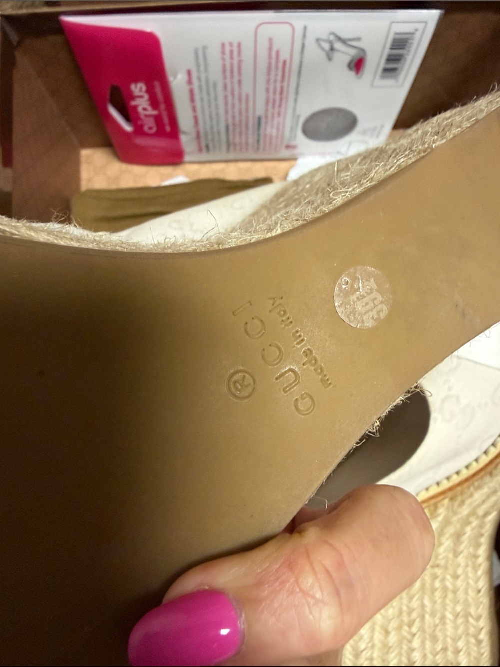 Gucci Beige Canvas Monogram Wedge Espadrilles - Picture 2 of 6